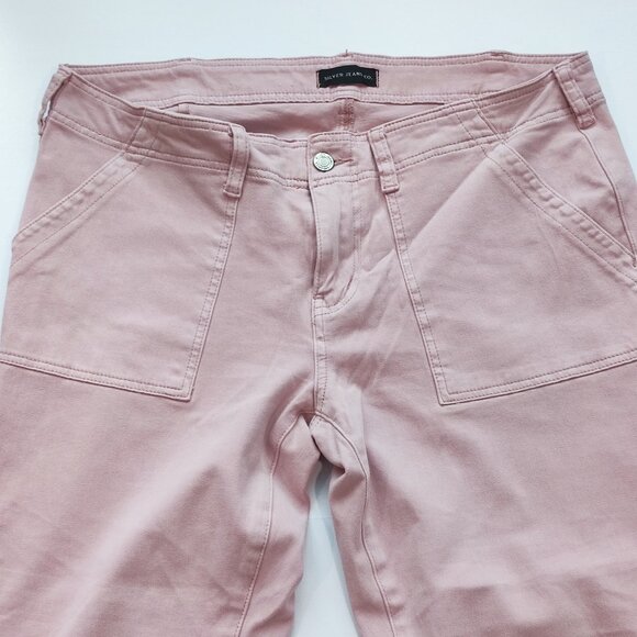 Silver Jeans utility slim crop cargo pants light pink women's size W31/L25 - Picture 2 of 15